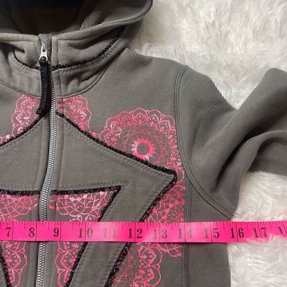 Ivivva Girls Size 10 Gray Pink Full Zip Scuba Hoodie SweatshirtâJacketâCoat - Picture 10 of 13